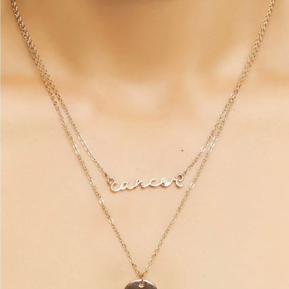 Cancer Zodiac Pendant Gold Necklace